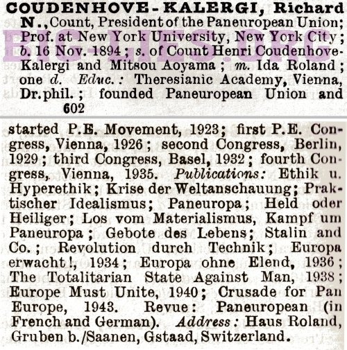 1948 Who's Who 1948 Count Richard Coudenhove-Kalergi