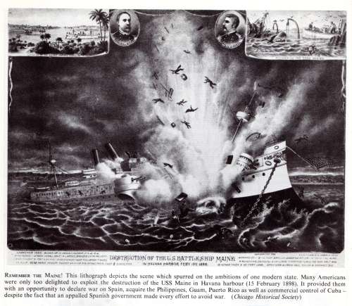 1898 false flag image USS Maine at Havana